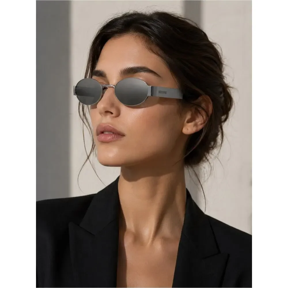 NEW!!! Moschino MOS185/S 06LBUE Silver Mirrored Sunglasses for Women Authentic